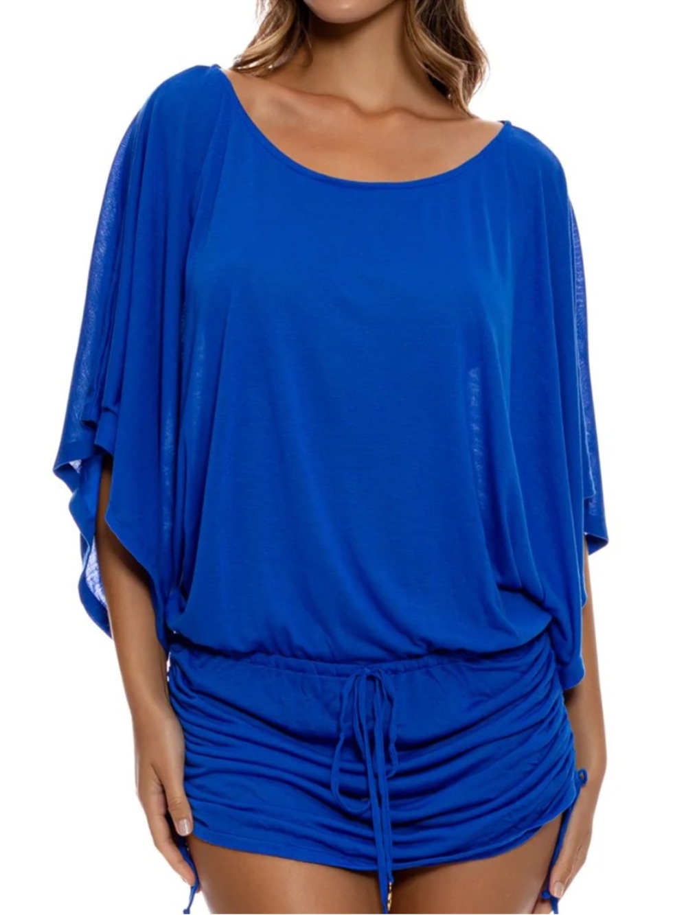 Luli Fama South Beach Dress Coverup Royal Blue Cobalt Size Medium